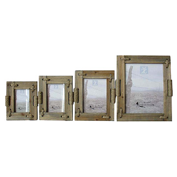 Natural Wood Photo Frame With Ropes